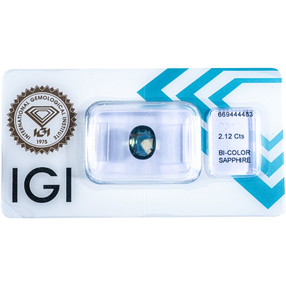 双色, 蓝色, 黄色 蓝宝石  - 2.12 ct - 国际宝石研究院（IGI） #1.0