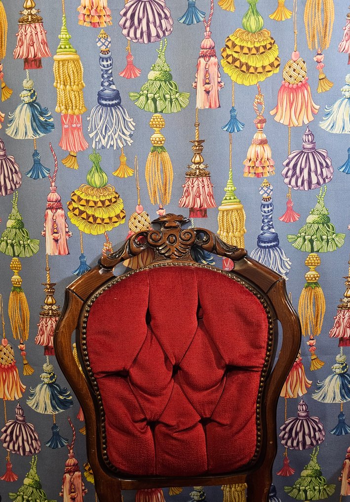 Tecido Original com Borlas Coloridas Fundo Pomba Azul - 300x280cm - Bohemian Design - Têxtil - 300 cm - 280 cm #4.3