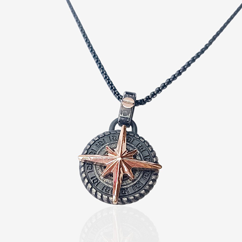 18 kraat - PVD sort ældet og lysbrun., Rosaguld - Halskæde #4.3