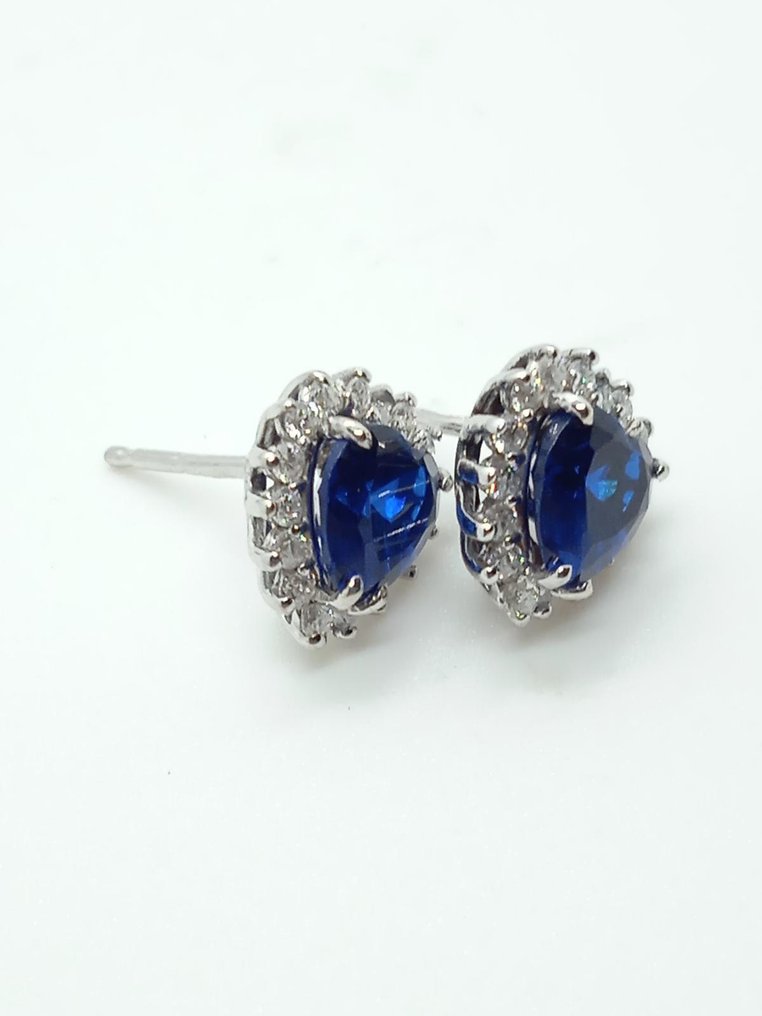 χωρίς τιμή ασφαλείας - Σκουλαρίκια - 18 καράτια Λευκός χρυσός Ζαφείρι - Διαμάντι #3.2