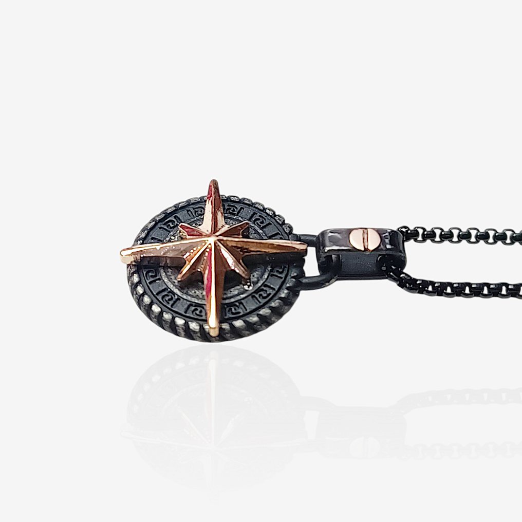 18 kraat - PVD sort ældet og lysbrun., Rosaguld - Halskæde #2.1