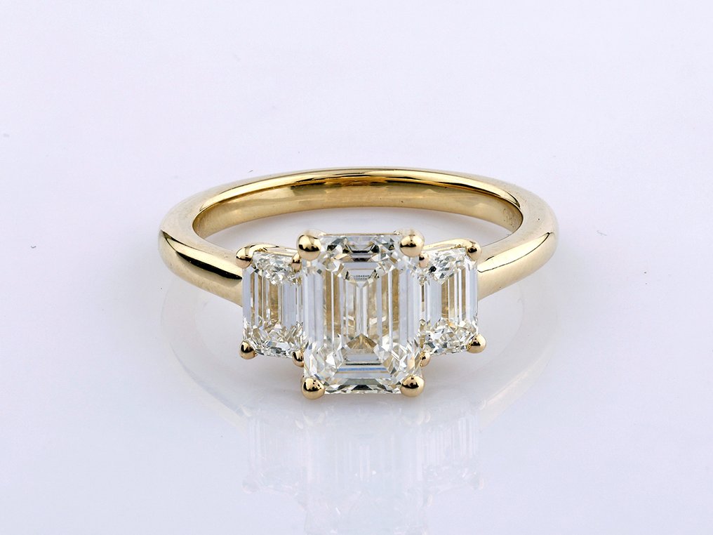 Bague - 14 carats Or jaune -  3.08ct. tw. Diamant (Cultivé en laboratoire) - Diamant #1.0
