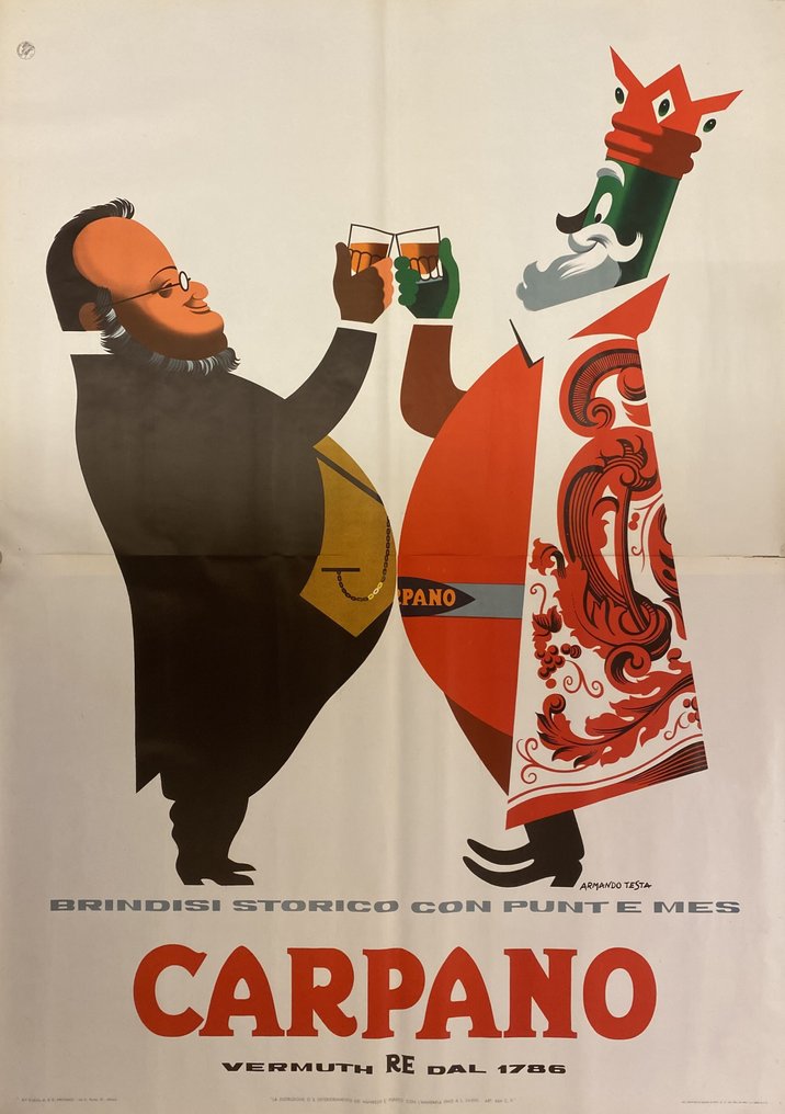 Armando Testa - Brindisi storico con Punt e Mes (Cavour) - 1950-luku #1.0