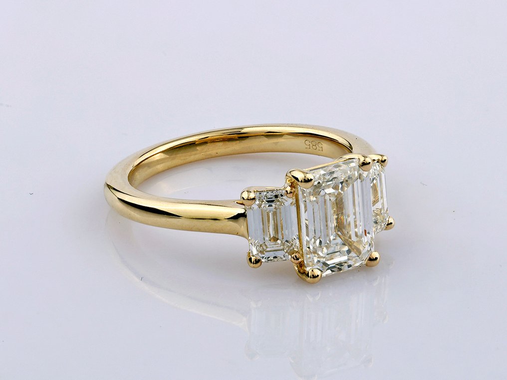 Bague - 14 carats Or jaune -  3.08ct. tw. Diamant (Cultivé en laboratoire) - Diamant #2.1