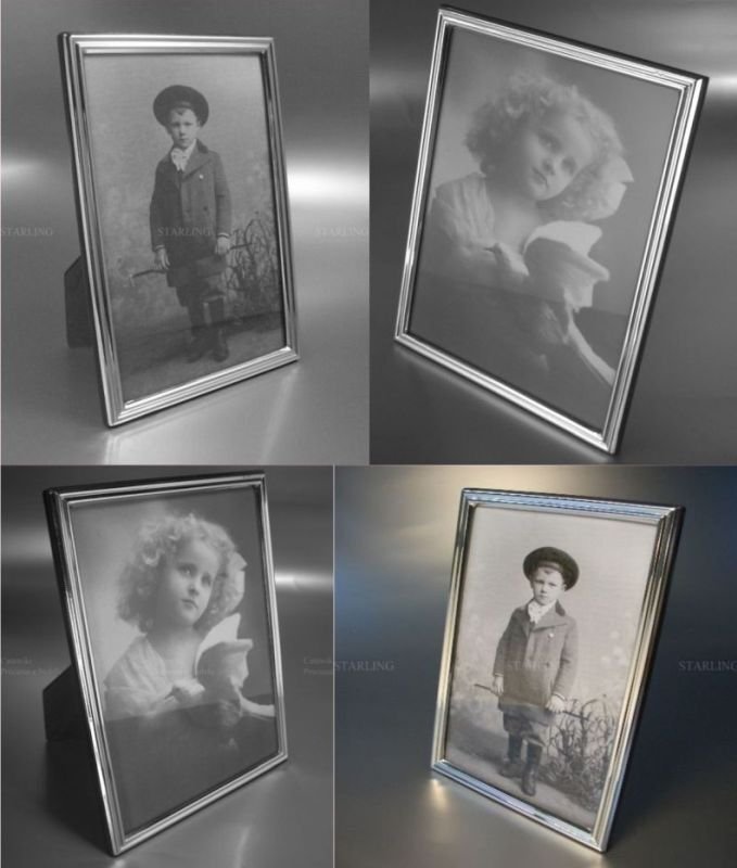相框 (2)  - 两个相框 - 细边框 - 925纯银 - 实木背板 #1.0