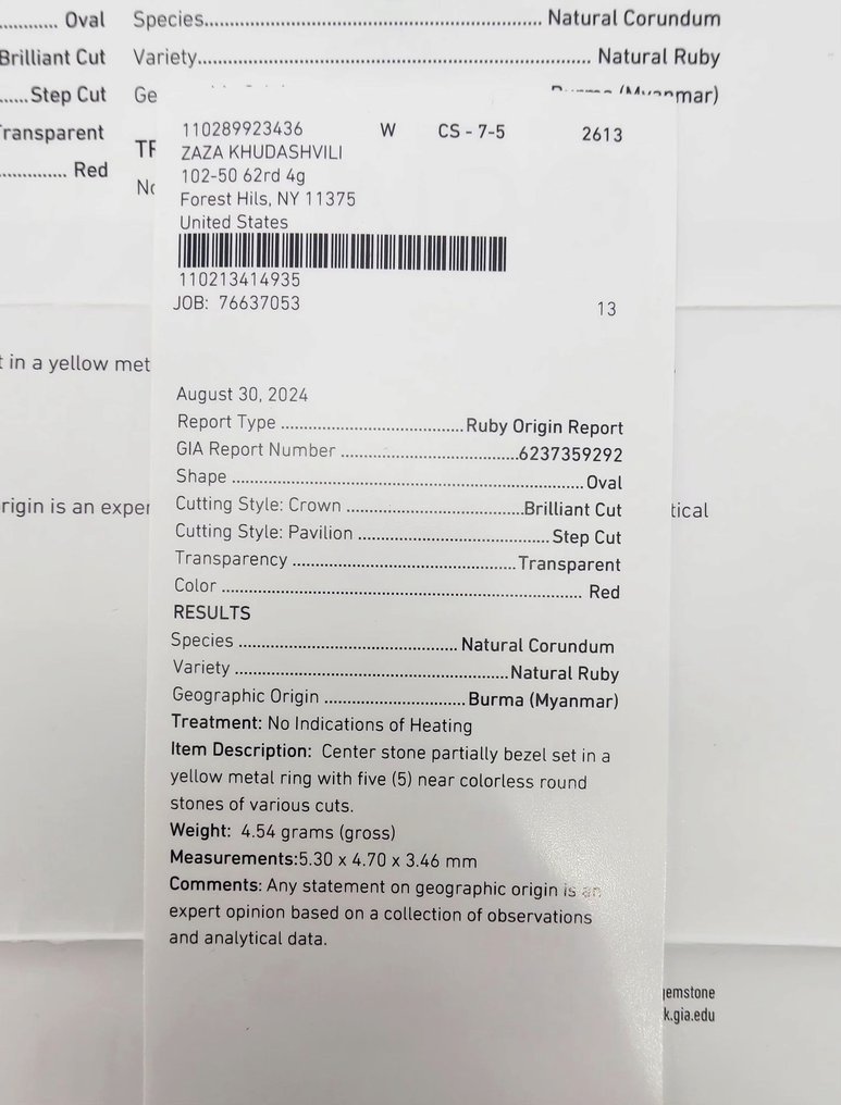 戒指 - 18K包金 黄金, 18K 金 0.75 克拉缅甸红宝石与钻石女士戒指 红宝石 - 钻石 #4.3