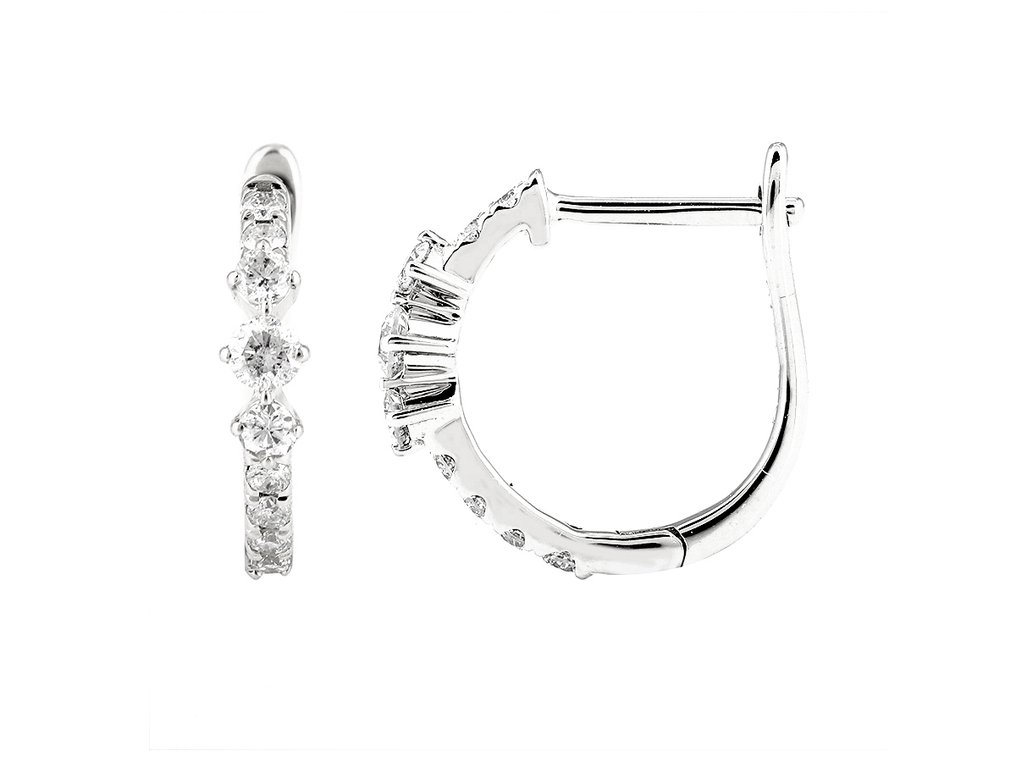 耳环 - 14K包金 白金 - 0.32ct. tw. 钻石 (天然) #1.0