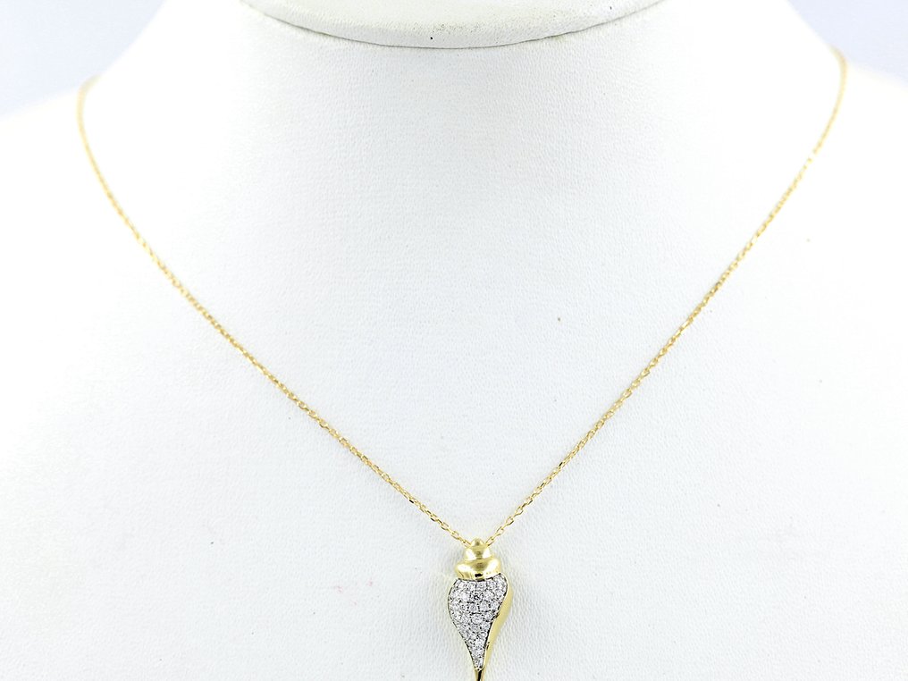 Κολιέ με μενταγιόν - 14 καράτια Κίτρινο χρυσό -  0.32ct. tw. Διαμάντι (Φυσικό)  #3.2