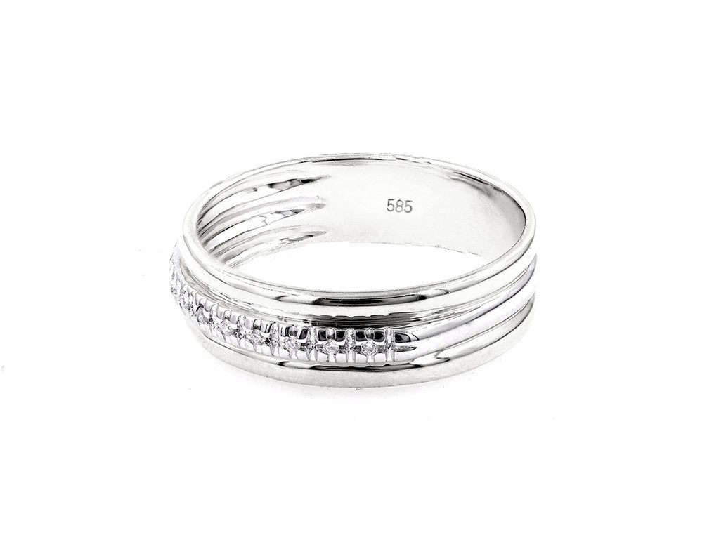 戒指 - 14 克拉 白金 - 0.06ct. tw. 鉆石 (天然) #3.2