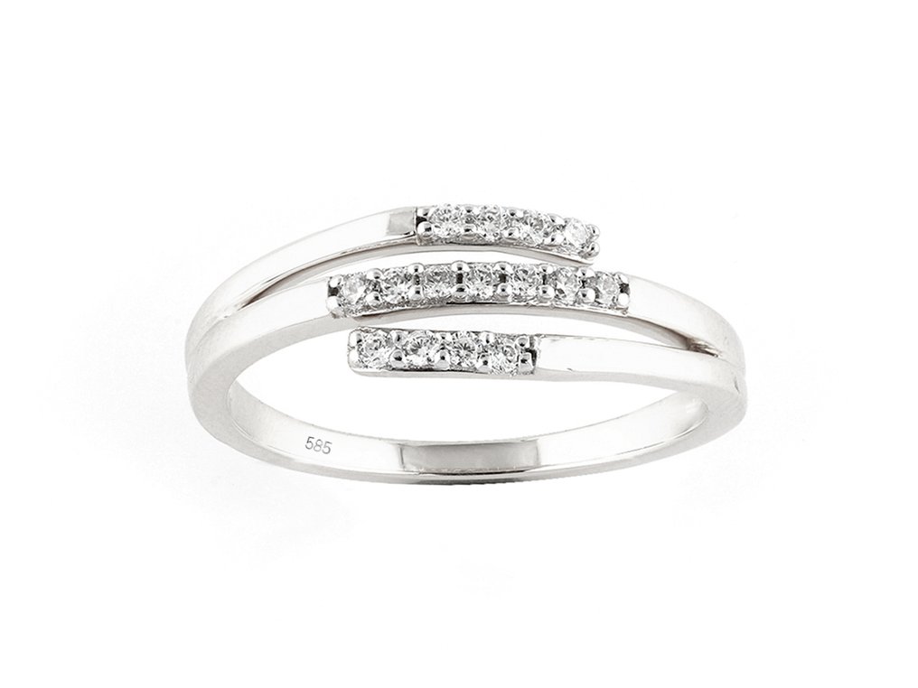 Ring - 14 karaat Witgoud -  0.16ct. tw. Diamant (Natuurlijk)  #3.2