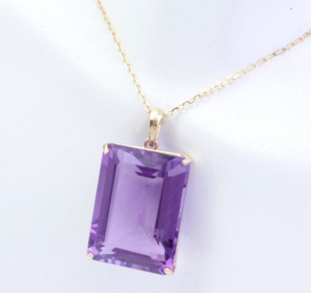 Zonder minimumprijs - Halsketting - 14 karaat Geel goud Amethist #1.0