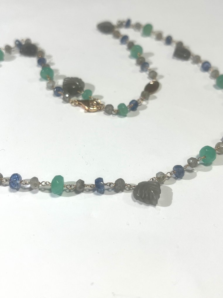 Collana - 18 carati Oro giallo Tormalina - Zaffiro - Smeraldi #3.2