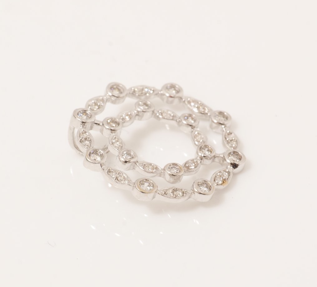 吊坠 - 18K包金 白金 - 0.45ct. tw. 钻石 (天然) - 圆形吊坠 #2.1