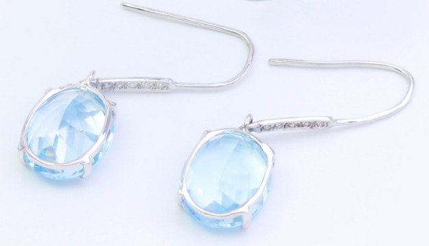 沒有保留價 - 耳環 - 14 克拉 白金 黃玉 - 鉆石 #3.2