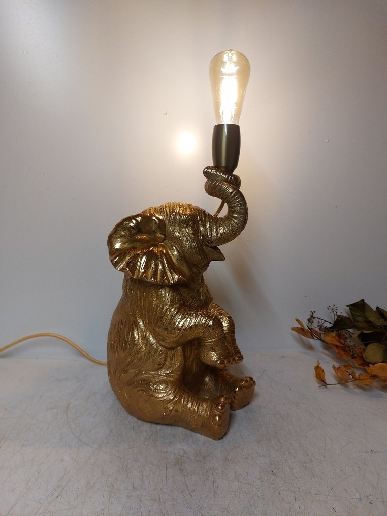Statue, olifant met lamp - 44 cm - polyresin #4.3