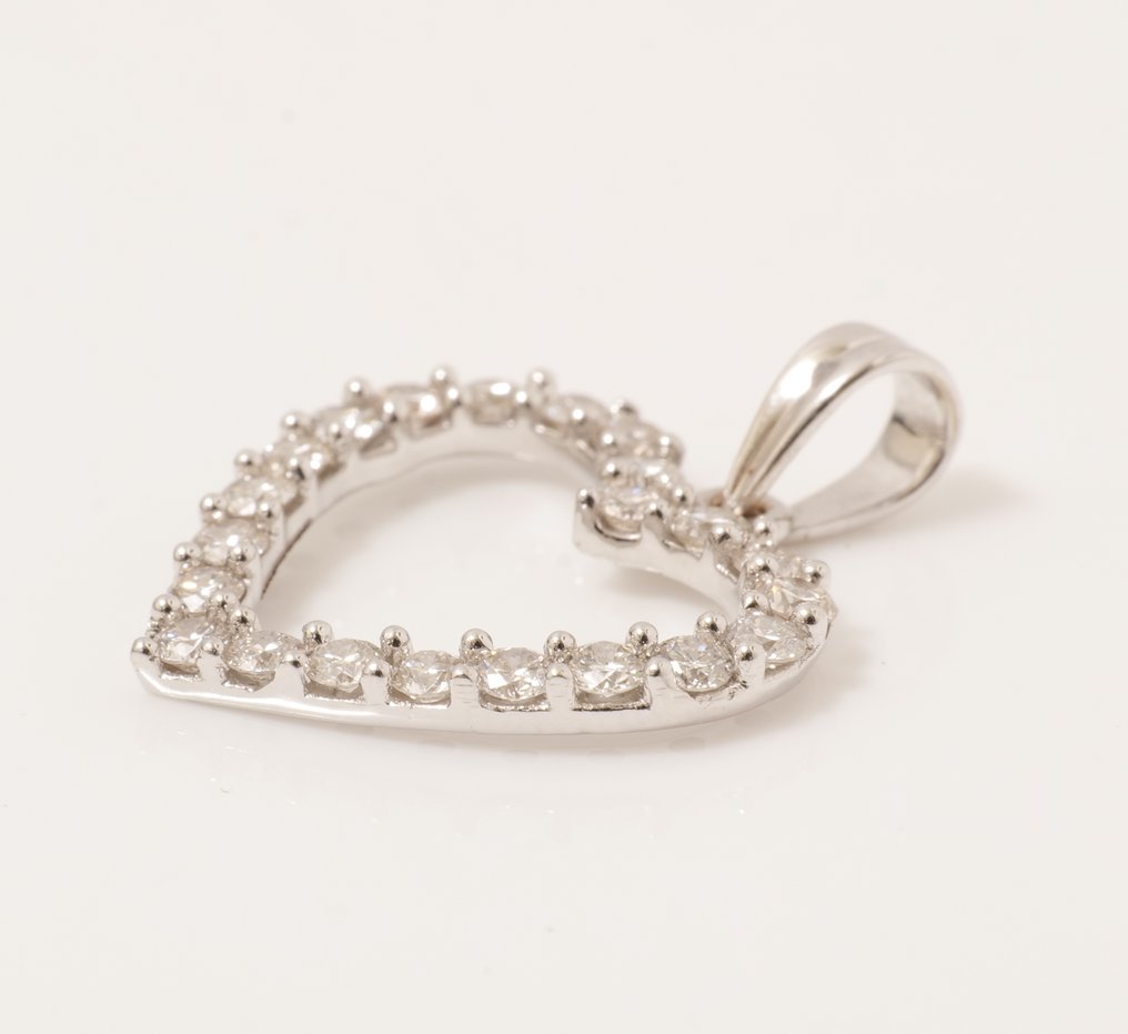 吊坠 - 18K包金 白金 -  1.18ct. tw. 钻石 (天然) - 每日心形吊坠 #2.1
