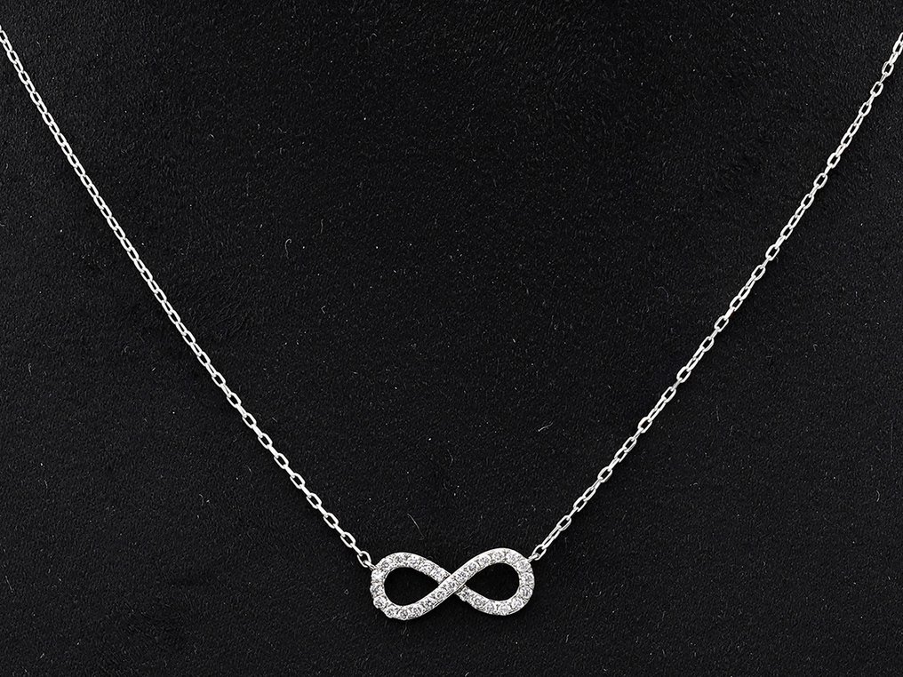 吊墜頸鏈 - 14 克拉 白金 - 0.21ct. tw. 鉆石 (天然) #3.2