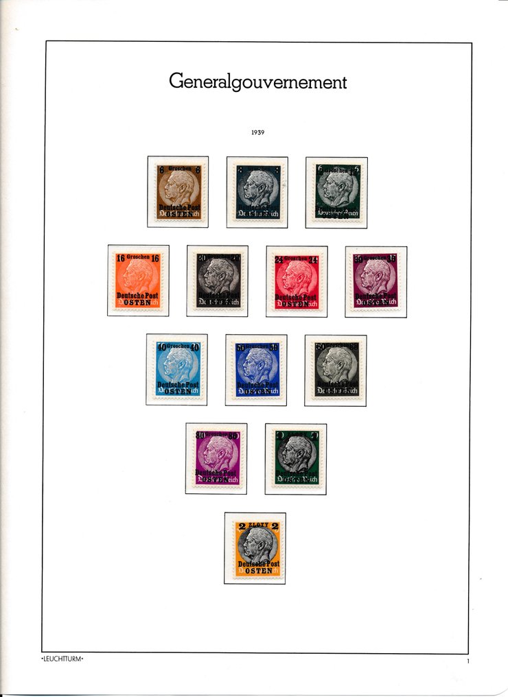 波兰总督府 1941/1945 - 完整的、大部分为 Leuchtturm 风格的全新藏品 #2.1