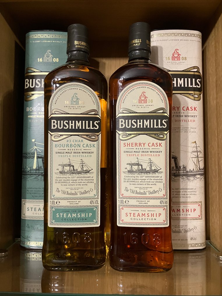 Bushmills Steamship Collection - No. 1 Sherry Cask & No. 3 Bourbon Cask  - 1 Litre - 2 bottles #1.0