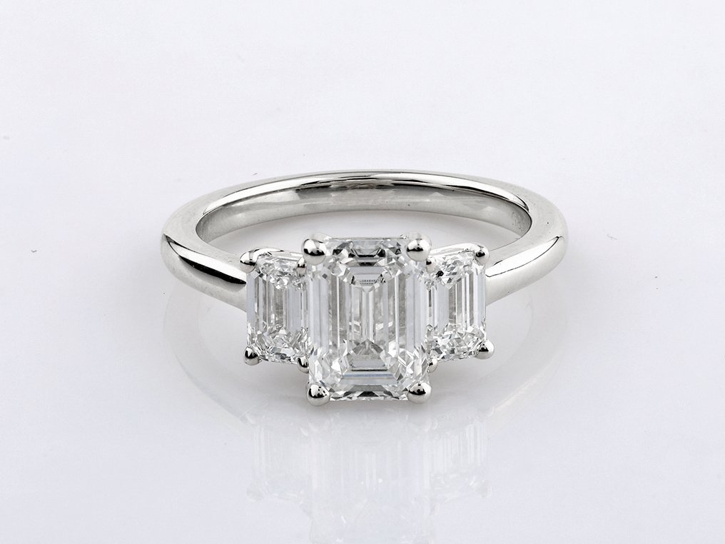 Sormus - 14 kt. Valkokulta - 2.97ct. tw. Timantti (Laboratoriossa kasvatettu) - Timantti #1.0