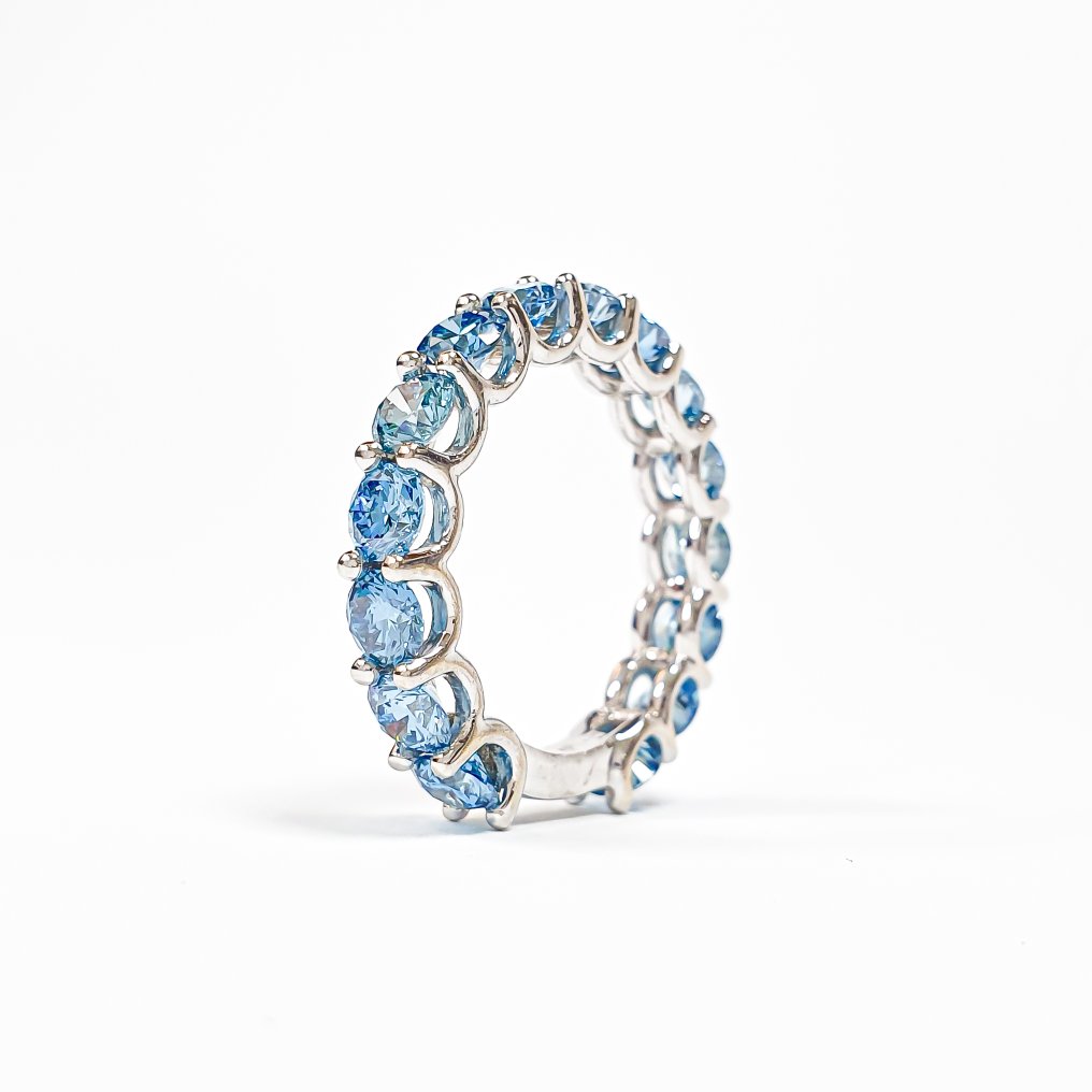 Gyűrű - 14 kt. Fehér arany - 3.35ct. tw. Kék Gyémánt (Laboratóriumban előállított fancy színű gyémánt) #2.1