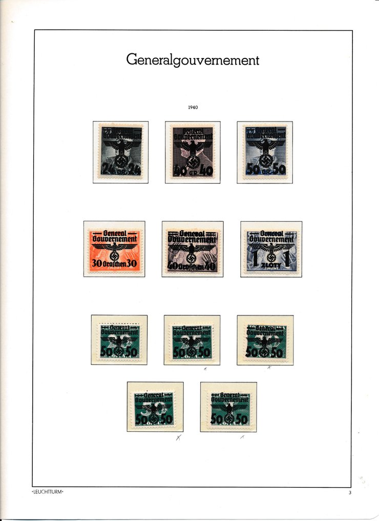 波兰总督府 1941/1945 - 完整的、大部分为 Leuchtturm 风格的全新藏品 #4.3