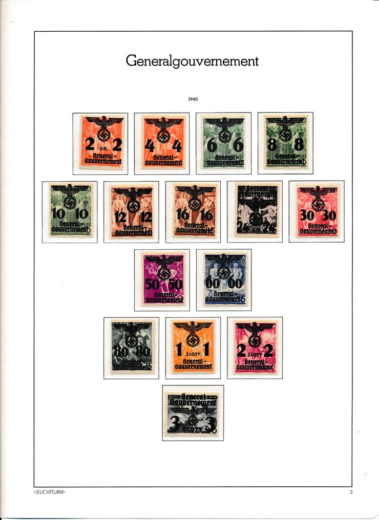 波兰总督府 1941/1945 - 完整的、大部分为 Leuchtturm 风格的全新藏品 #3.2