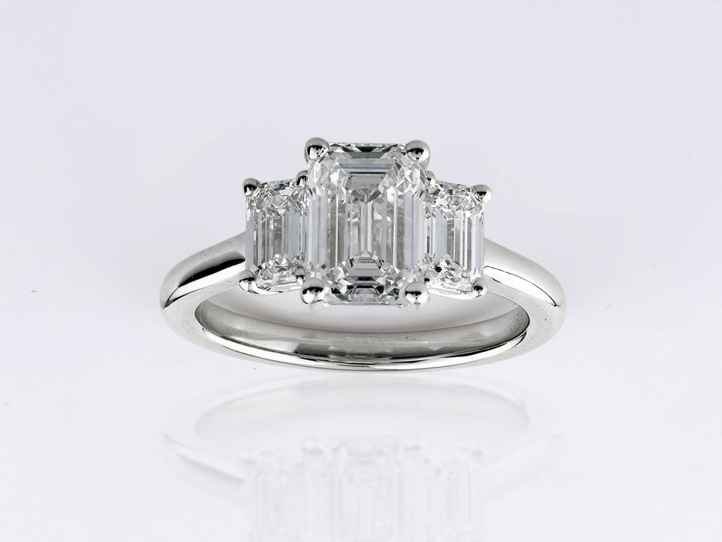 Sormus - 14 kt. Valkokulta - 2.97ct. tw. Timantti (Laboratoriossa kasvatettu) - Timantti #1.0