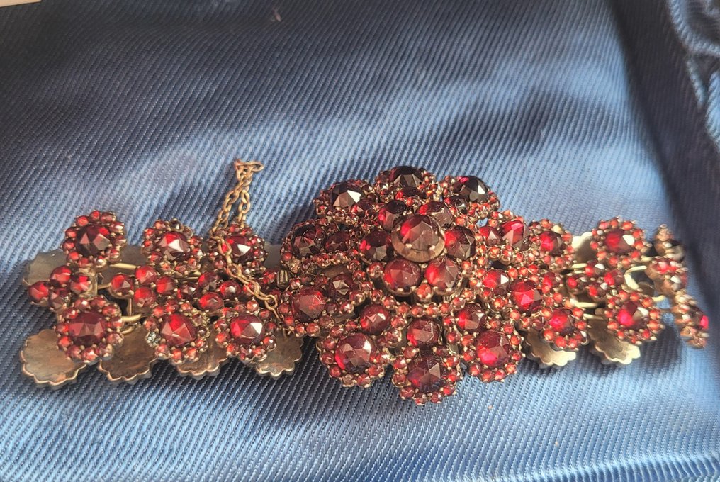 没有保留价 - 手镯 Gold-plated -  70.00ct. tw. 石榴石 - 石榴石 #3.2