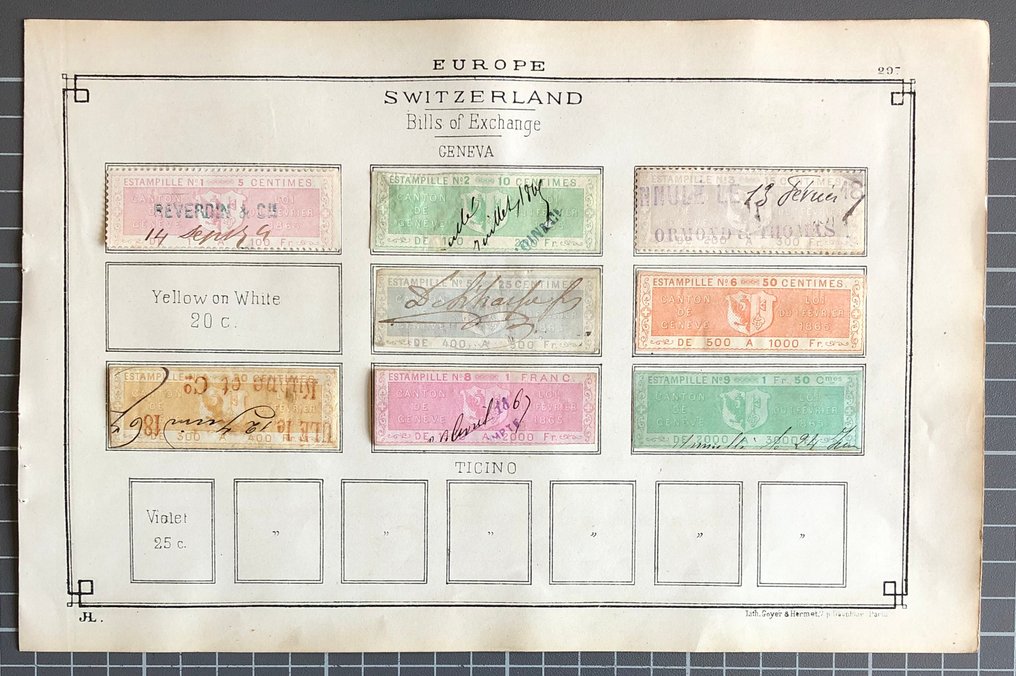 奧地利和瑞士 1865/1880 - 一批包含 45 張不同副本的舊財政郵票，稀有郵票 #3.2