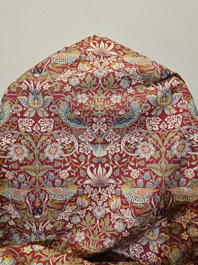 Χωρίς ελάχιστη εγγύηση! Τέχνη William Morris 'Strawberry Thief' - 300x280cm - Αποκλειστικό ύφασμα - Ύφασμα  - 300 cm - 280 cm #1.0