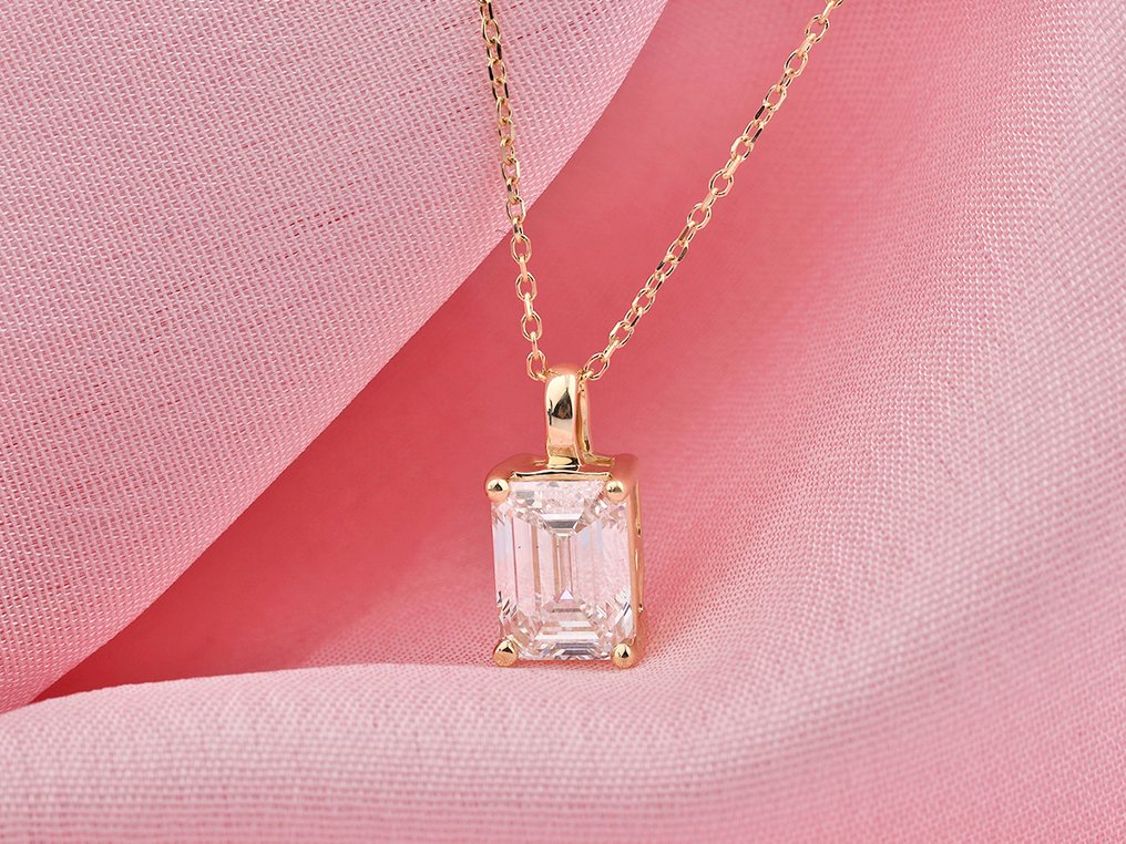 χωρίς τιμή ασφαλείας - Κολιέ με μενταγιόν - 14 καράτια Κίτρινο χρυσό - 2.01ct. tw. Διαμάντι (Εργαστηριακής καλλιέργειας) #2.1