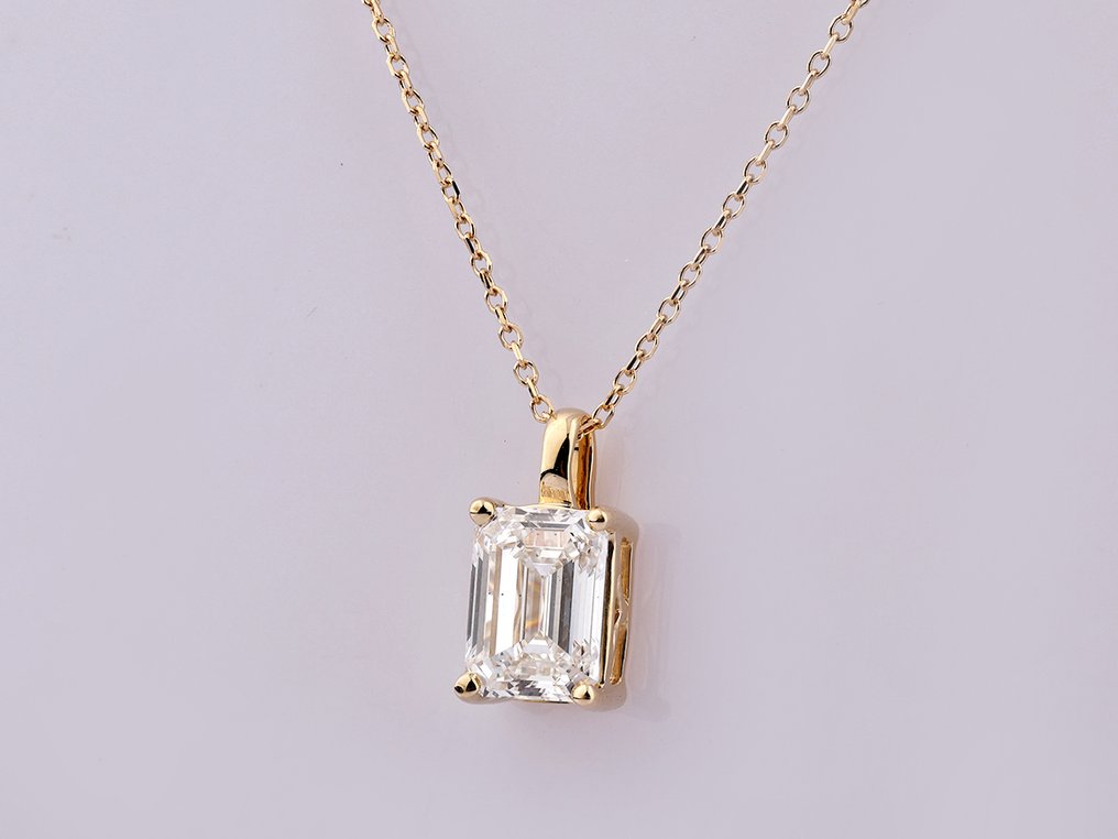 χωρίς τιμή ασφαλείας - Κολιέ με μενταγιόν - 14 καράτια Κίτρινο χρυσό - 2.01ct. tw. Διαμάντι (Εργαστηριακής καλλιέργειας) #3.2