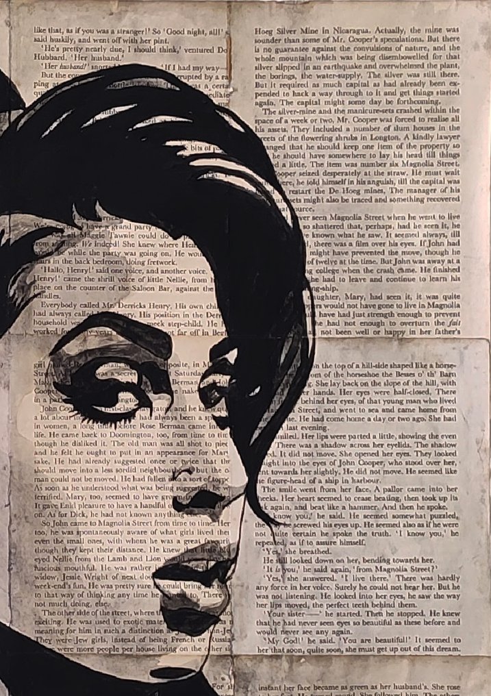 Boriani - Amy Winehouse on vintage book paper 4/20 #3.2