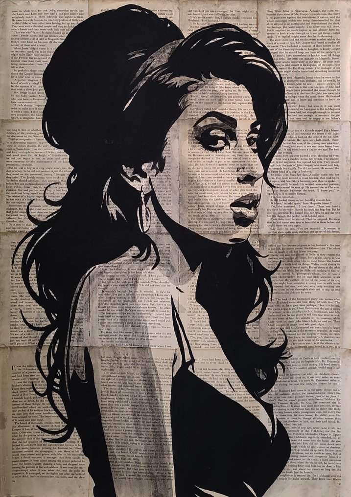 Boriani - Amy Winehouse on vintage book paper 4/20 #1.0