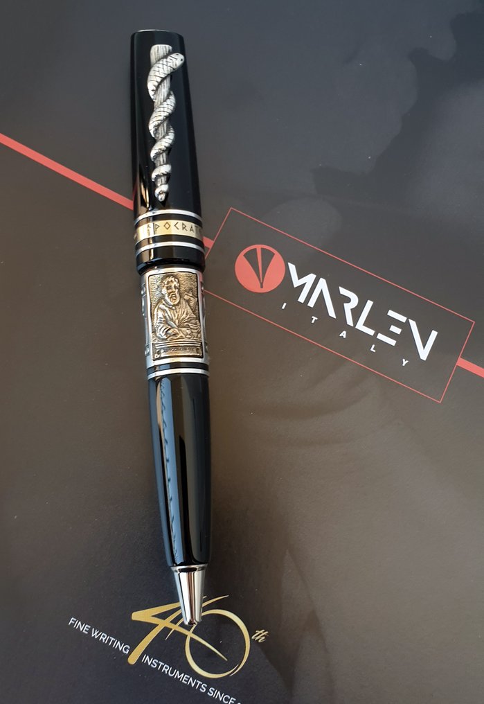 Marlen - Ippocrate Nera (dedicata al mondo della medicina) | Special edition in Resina, Argento, Bronzo - Penna a sfera #1.0