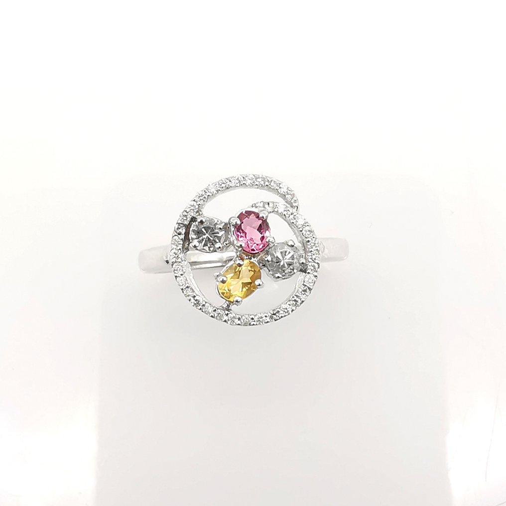 戒指 - 18K包金 白金 - 1.42ct. tw. 混合宝石 - 钻石 #4.3