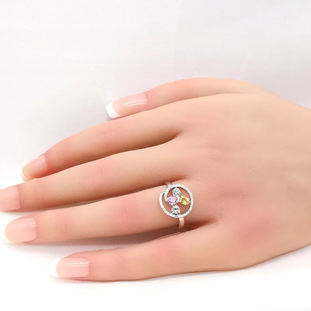 戒指 - 18K包金 白金 - 1.42ct. tw. 混合宝石 - 钻石 #1.0