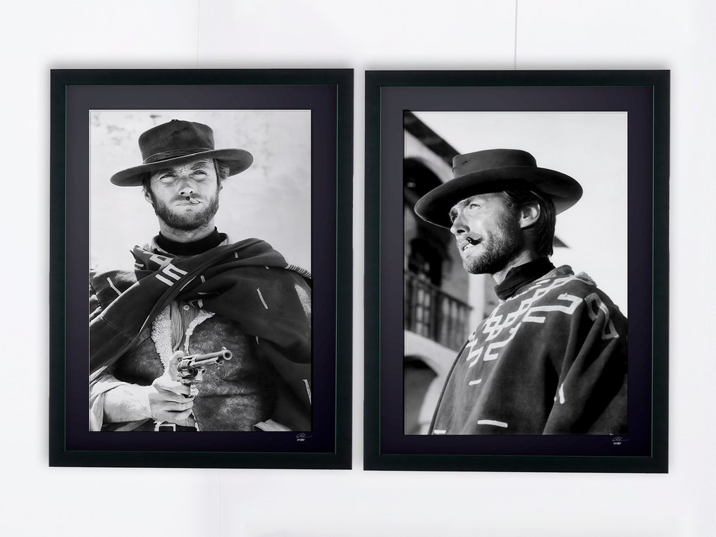 Dual - Clint Eastwood - Iconic Legend - 2 X Fine Art Photography - Luxury Wooden Frame 70X50 cm - Limited Edition 01 of 30 - Serial Duo103 - Original Certificate (COA), Hologram - 100% New. Shipping Reduction from 3 items #1.0