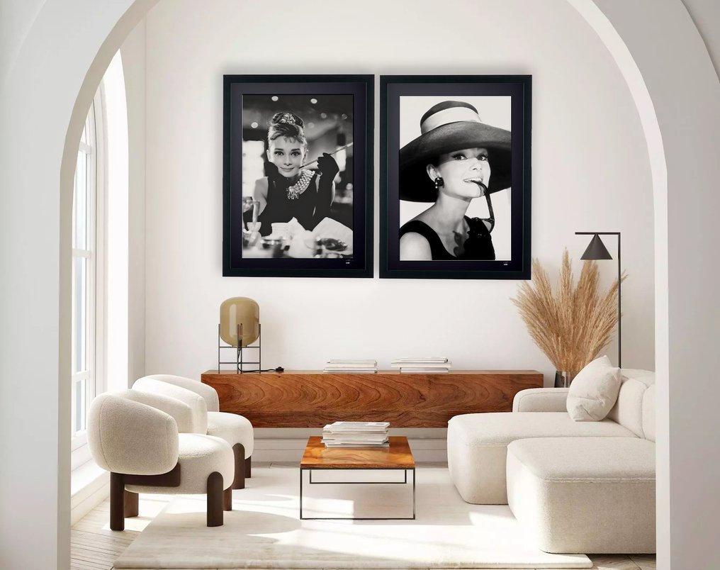 Dual - Audrey Hepburn- Iconic Legend - 2 X Fine Art Photography - Luxury Wooden Frame 70X50 cm - Limited Edition 02 of 30 - Serial Duo113 - Original Certificate (COA), Hologram - 100% New. Shipping Reduction from 3 items #1.0