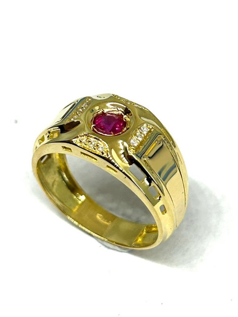 Δαχτυλίδι - 18 καράτια Κίτρινο χρυσό -  0.37ct. tw. Ρουμπίνι αστέρι - Διαμάντι #2.1