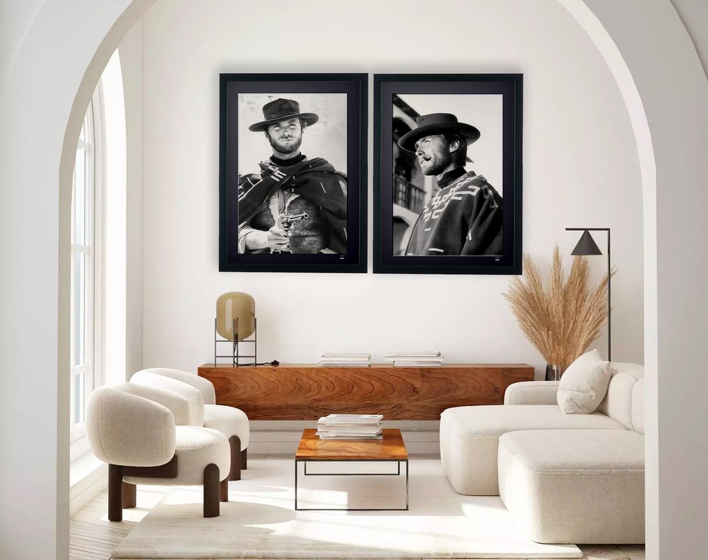 Dual - Clint Eastwood - Iconic Legend - 2 X Fine Art Photography - Luxury Wooden Frame 70X50 cm - Limited Edition 01 of 30 - Serial Duo103 - Original Certificate (COA), Hologram - 100% New. Shipping Reduction from 3 items #2.1