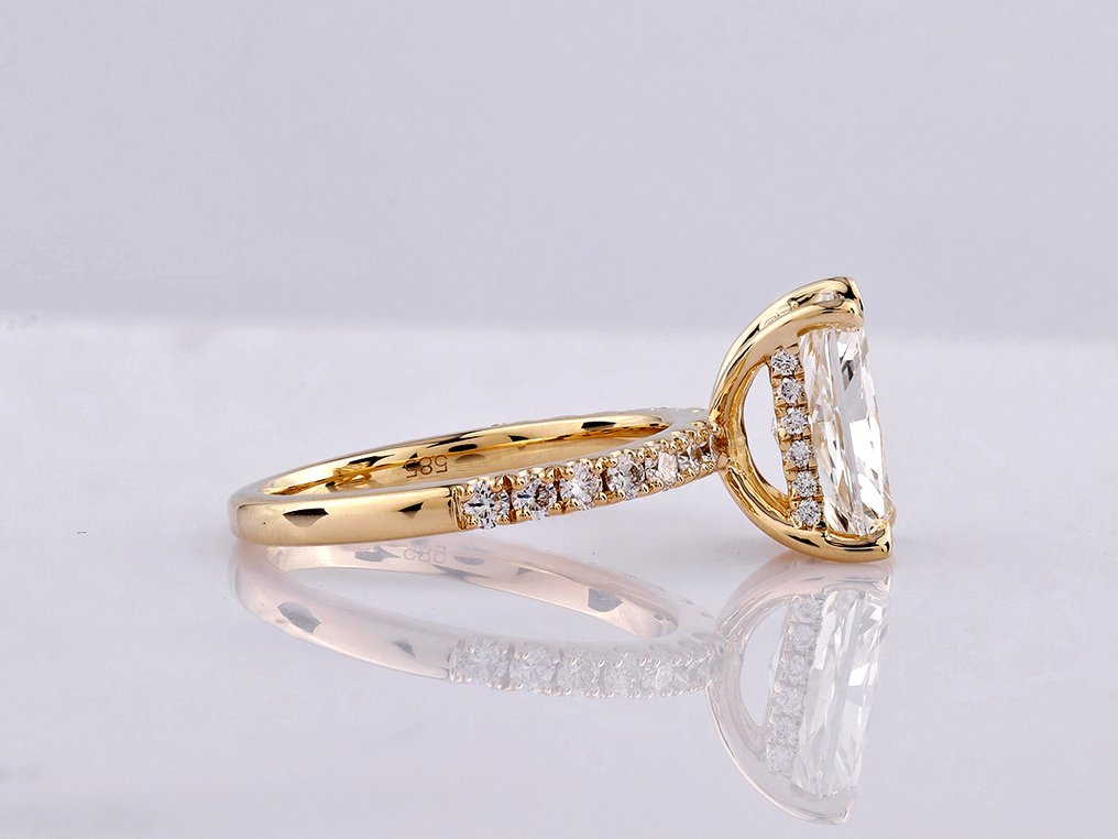 Sormus - 14 kt. Keltakulta - 3.59ct. tw. Timantti (Laboratoriossa kasvatettu) - Timantti #2.1