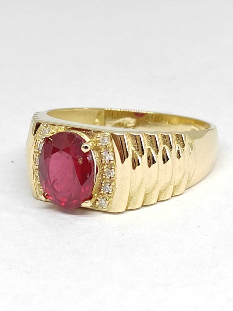 Δαχτυλίδι - 18 καράτια Κίτρινο χρυσό -  3.10ct. tw. Ρουμπίνι - Διαμάντι #3.2