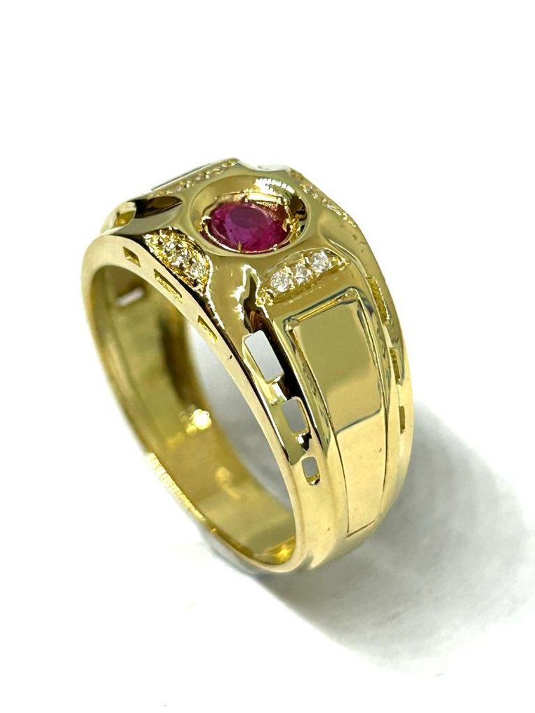 Δαχτυλίδι - 18 καράτια Κίτρινο χρυσό -  0.37ct. tw. Ρουμπίνι αστέρι - Διαμάντι #3.2