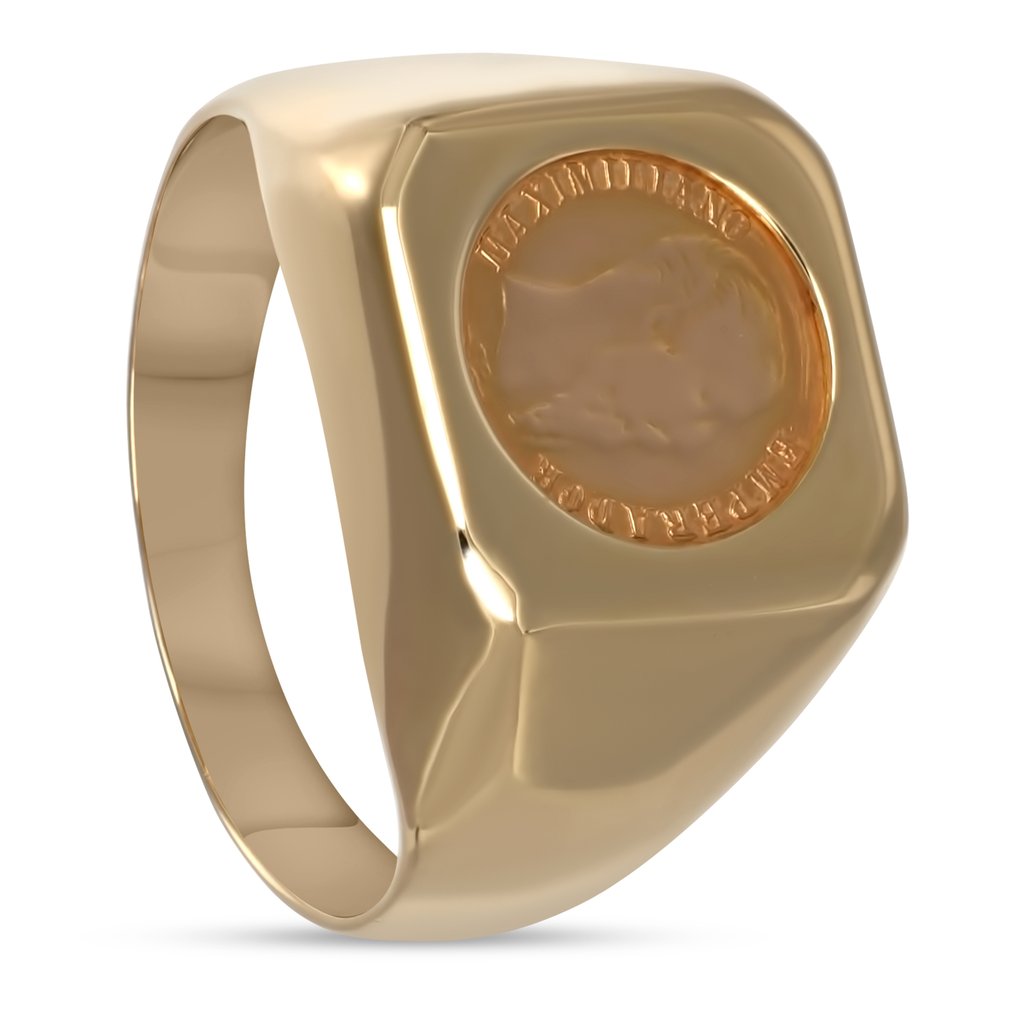 戒指 - 18K包金 黄金, 墨西哥货币 1 比索 #1.0