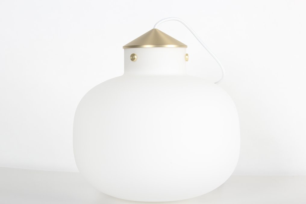 Nordlux - Bønnelycke MDD - 吊顶灯 - 莱托30橢圓形-白色與黃銅 - 玻璃, 金属 #1.0