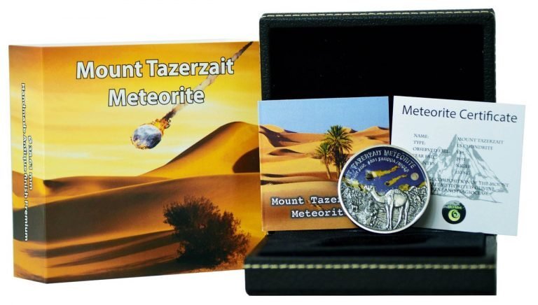 Níger. 1000 Francs 2016 MOUNT TAZERZAIT METEORITE, 1 Oz (.999) mit CoA und BOX #1.0