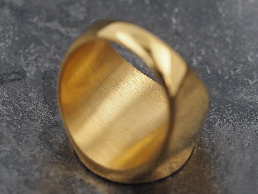 Memento Mori religiøs / Skalle / Masonic ring - 24 karat gullbelagt / Saint / Freemason / ikon / - Ring - Storomvisning / Krysset #3.2