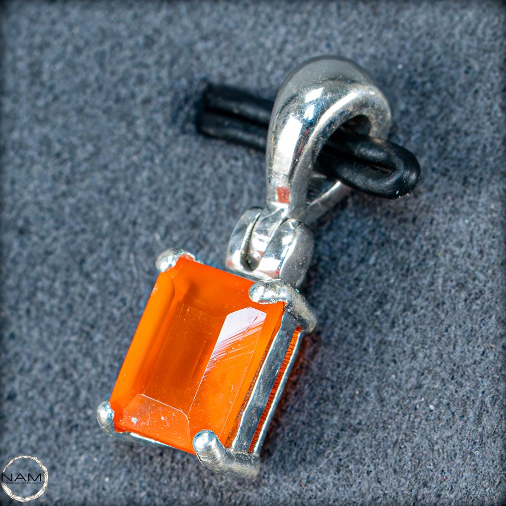 Molto raro opale di fuoco messicano Pendente in argento 925 - 8,6 carati- 1.72 g #1.0